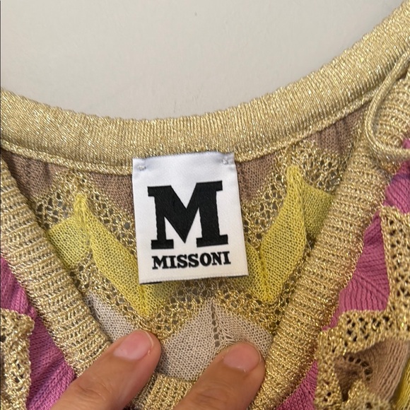 Missoni Yellow Pink Gold Chevron Knit Top Medium - Picture 2 of 6